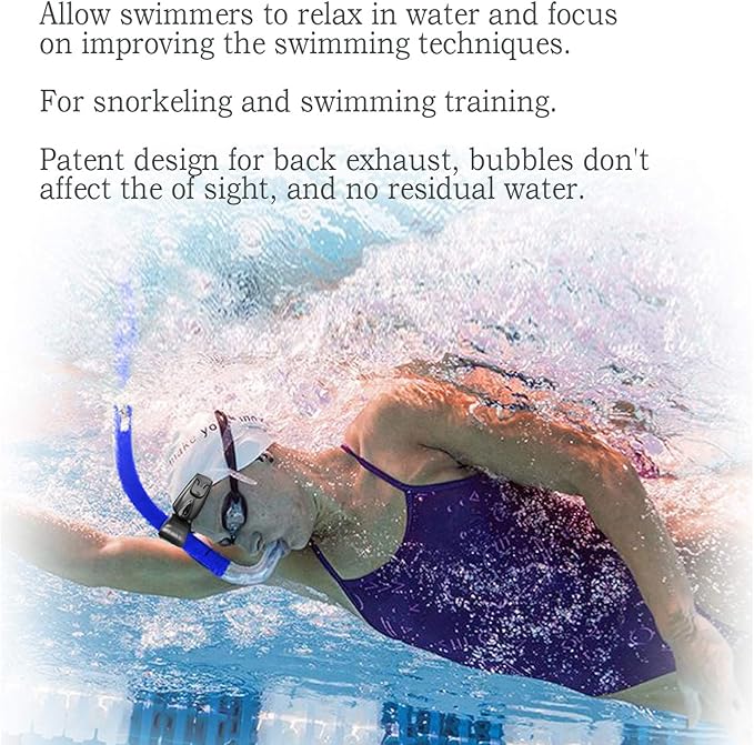 Panzexin Swim Snorkel, One-Way Purge Valve Swimmers Snorkel for Lap Swimming Training Snorkeling, Front Mounted Training Gear with Comfortable Silicone Mouthpiece
