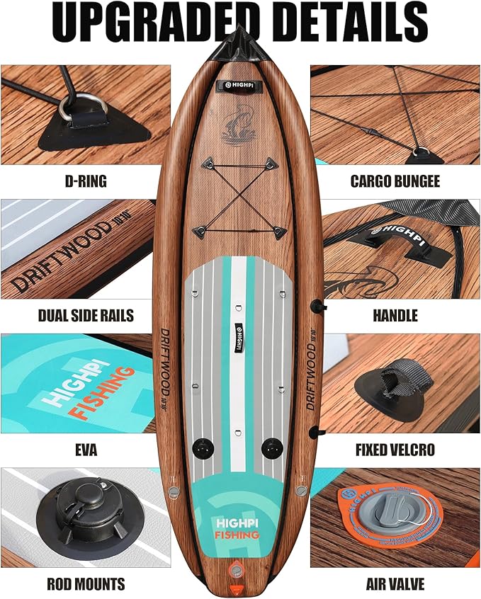 Highpi Inflatable Stand Up Paddle Board for Youth and Adults – Wide Sup with Premium Accessories, Blow Up Paddleboard for Surfing, Fishing, Yoga & More