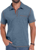 Sailwind Men's Short Sleeve Polo Shirts Casual Summer Classic Collared Golf Shirt with Pocket