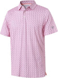 Men's Golf Polo Shirts Short Sleeve Striped Performance Moisture Wicking Dry Fit Golf Shirts for Men