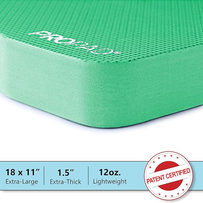 Thick Kneeling Pads, Garden Kneeler for Gardening, Bath Kneeler for Baby Bath, Kneeling Mat for Yoga, Knee Pad for Work, Floor Foam Pad, Extra Large (XL) 18 x 11 x 1.5 Inches, Green (Pack of 2)