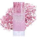 Pink Hair Glitter Stick, Chunky Sequins Body Face Glitter Singer Concert Outfits for Women,Body Paint for Kids,Waterproof Shimmer Rave Music Festival Accessories for Parties & Events