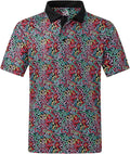 DEOLAX Mens Polo Shirts Fashion Print Mens Golf Shirt Dry Fit Mens Golf Polo Short Sleeve Quick Dry Funny Golf Shirt for Men