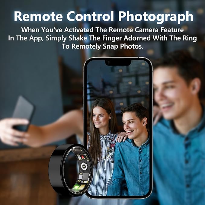 Smart Health Ring for Women Men Fitness Tracker with Heart Rate, Blood Oxygen, Blood Pressure, Sleep Monitoring, Step Counting, IP68 Waterproof for iPhone and Android, No APP Fee, Gold 12