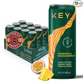 KEY Ketone Energy Drink : Sugar Free, 80mg Low Caffeine, All Natural, 11.5g Ketones, Long Lasting Energy, Green Tea & L-Theanine for Mental Focus, Pineapple Passionfruit (Pack of 12)
