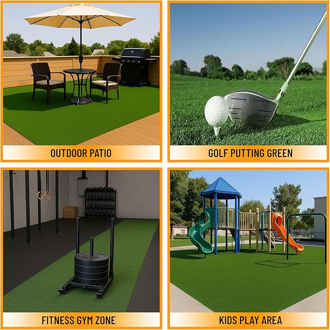 Ottomanson Artificial Turf Golf Hitting Mat 3' x 19' Indoor/Outdoor Waterproof Synthetic Fake Grass for Putting Practice Baseball Football Sports Gym Backyard, Custom Size 2' up to 30'