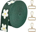 Printed Flower Nylon Webbing with Buckle 1 1/2 inch 6 Yards Deep Green Thick Patterned Fabric Webbing Luggage Handle Jacquard Ribbon for Backpack Bags-Seatbelt-Clothing-Sewing-DIY Crafts & Projects