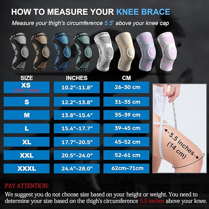 NEENCA Copper Knee Brace for Knee Pain, Knee Support with Patella Pad & Side Stabilizers, Compression Knee Sleeve for Sport, Workout, Arthritis, ACL, Joint Pain Relief, Meniscus Tear- FSA/HSA Eligible