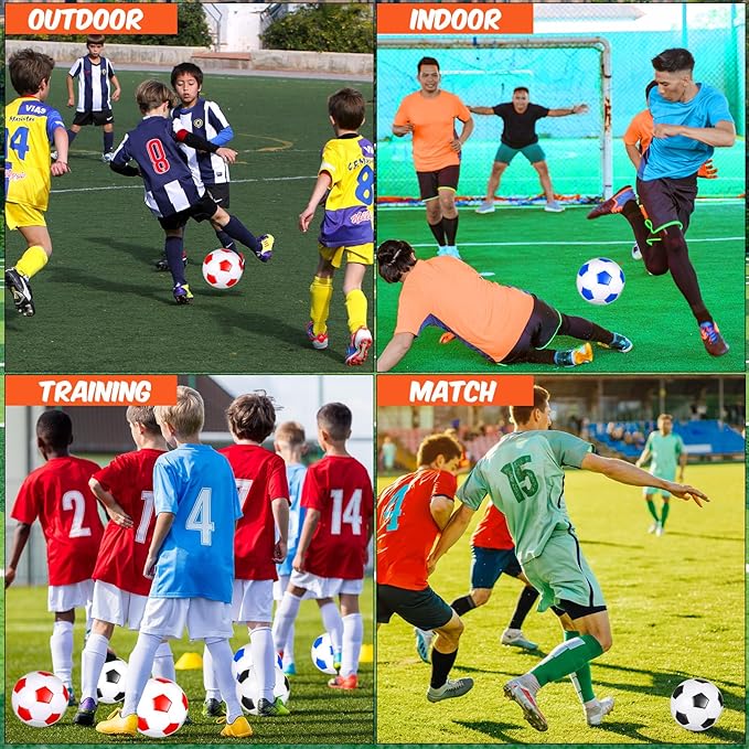 Jenaai 24 Pcs Operation Christmas Deflated Soccer Balls with Pump Bulk Official Size Soccer Ball for Teen Adult Kid Indoor Outdoor Outside Sport Training Party Gift Christian Charity Donation