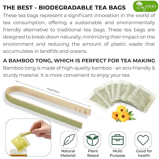 TOG999, Premium 60 Moringa Leaf Tea Bags, 100% Natural & Pure from Moringa Leaves. Loose Leaf Moringa Herbal Tea. Moringa Leaf Tea. No Sugar, No Caffeine, No Gluten, Vegan.