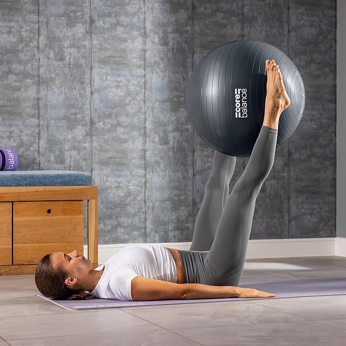 Exercise Ball for Workouts, Anti-Burst and Slip Resistant, Swiss Yoga Ball for Pregnancy, Stability, Fitness and Physical Therapy, 4 Sizes, with Pump