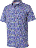 Men's Golf Polo Shirts Short Sleeve Striped Performance Moisture Wicking Dry Fit Golf Shirts for Men