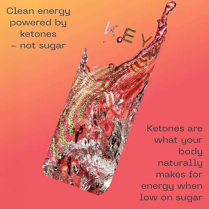 KEY Ketone Energy Drink : Sugar Free, 80mg Low Caffeine, All Natural, 11.5g Ketones, Long Lasting Energy, Green Tea & L-Theanine for Mental Focus, Ginger Lime (Pack of 12)