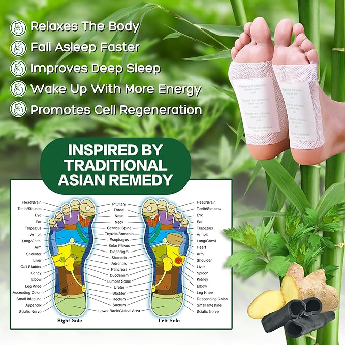 XIWEIOO100 Pack Foot Pads Paches,feet Deep Cleansing Bamboo Foot Paches, Ginger Foot Pads Foot Care Pads |Natural Bamboo Charcoal Ginger Oil Care Patch