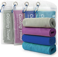 YESLIFE 4 Pack Cooling Towel 40"x12", Gym Towels for Men and Women, Soft Breathable Workout Towels for Yoga, Running, Sport, & More (Grey, Dark Blue, Purple, Blue)