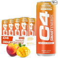 Cellucor C4 Smart Energy Drink ‚ Boost Focus and Energy with Zero Sugar, Natural Energy, and Nootropics - 200mg Caffeine - Peach Mango (12oz Pack of 12)