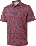 Men's Golf Polo Shirts Short Sleeve Striped Performance Moisture Wicking Dry Fit Golf Shirts for Men
