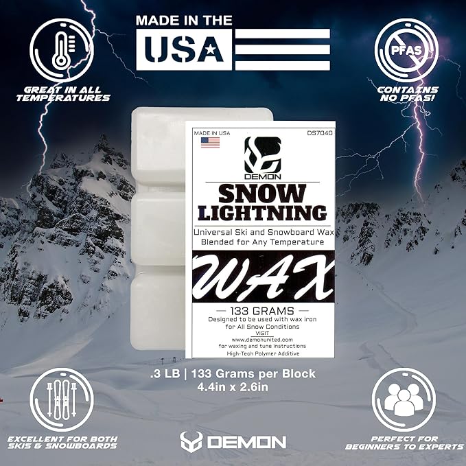 Demon Mechanic Ski and Snowboard Tuning Wax Kit with Universal Wax, Base Cleaner, Demon Slide Waxing Iron and Waxing Apron