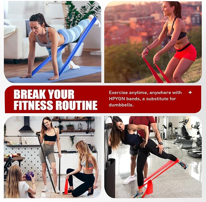 Resistance Bands, Exercise Bands, Physical Therapy Bands for Strength Training, Yoga, Pilates, Stretch Elastic Band with Different Strengths, Workout Bands for Home Gym