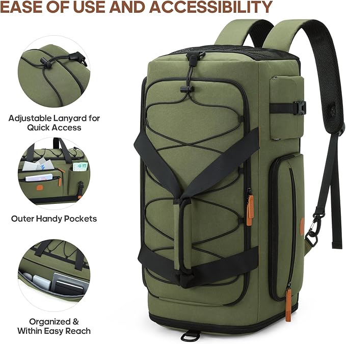 Gym Bag for Men and Women with Shoe & Laptop Compartment, 3-in-1 Sports Travel Duffel Bag Anti-Theft Weekender Carry-On Backpack for Airplane &