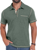 Sailwind Men's Short Sleeve Polo Shirts Casual Summer Classic Collared Golf Shirt with Pocket
