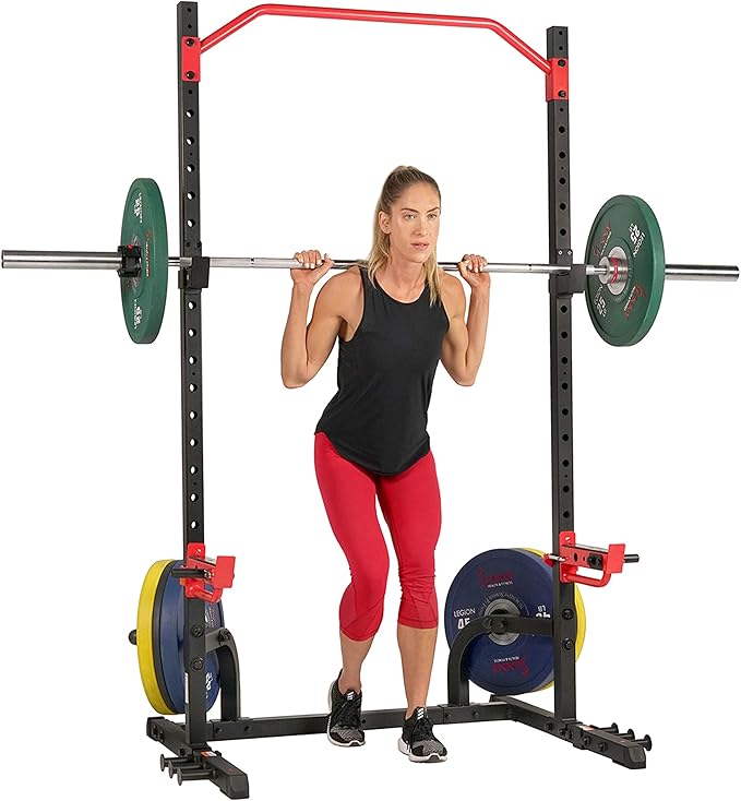 Sunny Health & Fitness Multifunctional Strength Training Home Gym – Complete Workout Equipment with Training Attachments, Optional Squat Stand, Power Rack Cage, Adjustable Incline Bench