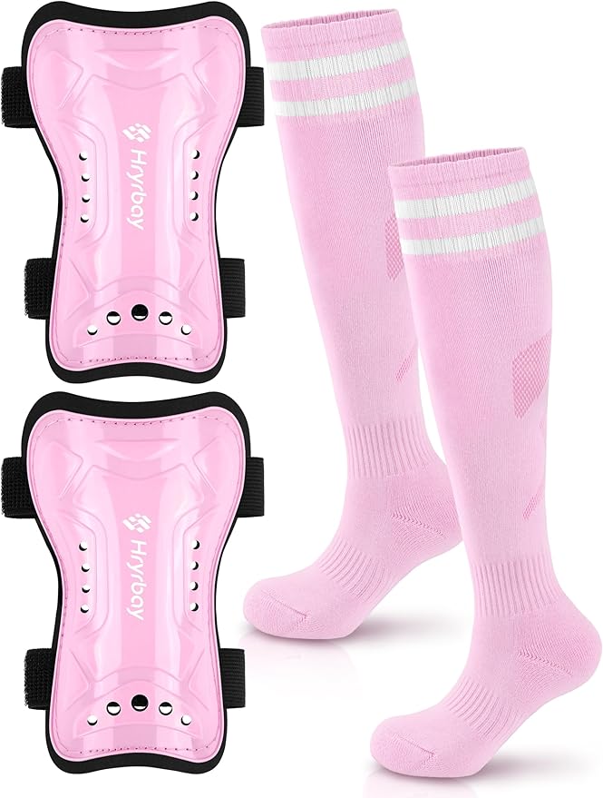 Kids Soccer Shin Guards and Socks Toddler Soccer Shin Pads Protective Defender Gear for 3-15 Years Old Youth Boys Girls
