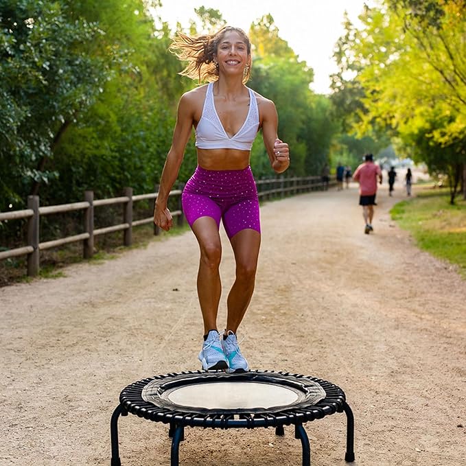 JumpSport 350 PRO Indoor Heavy Duty Fitness Trampoline, 39-inch | 36 Premium EnduroLast 4 Elastic Cords | Customized Bounce with 7 Settings | 300 lb Wt. Rating | 60-Day Free Trial to 350+ Videos