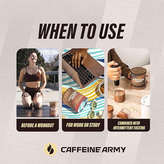 CAFFEINE ARMY White Chocolate Peanut | Comprehensive Functional Coffee with MCTs, CoQ10, Collagen and Adaptogens: Clean Energy + Supports Daily Attention, No Jitters or Crash (13.4 oz 38 Servings)