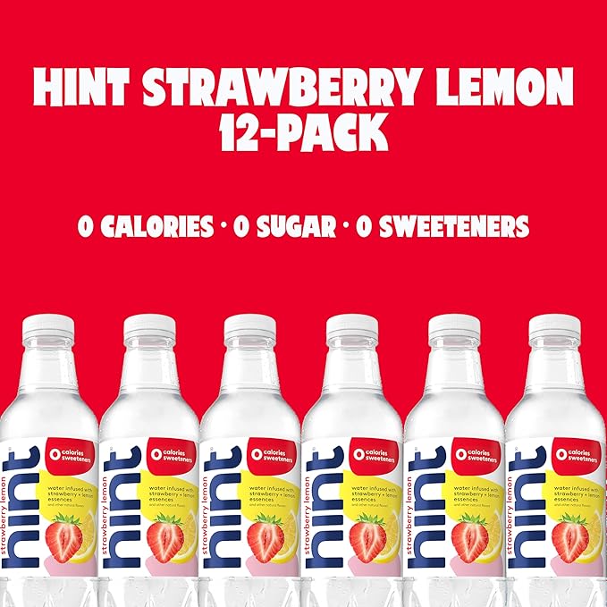 Hint Fruit-Infused Bottled Water, 4-Flavor Red Variety Pack - Sugar Free Flavored Water with Zero Calories, Natural Fruit Essences, and No Artificial Sweeteners - 16 Fl Oz (Pack of 12)