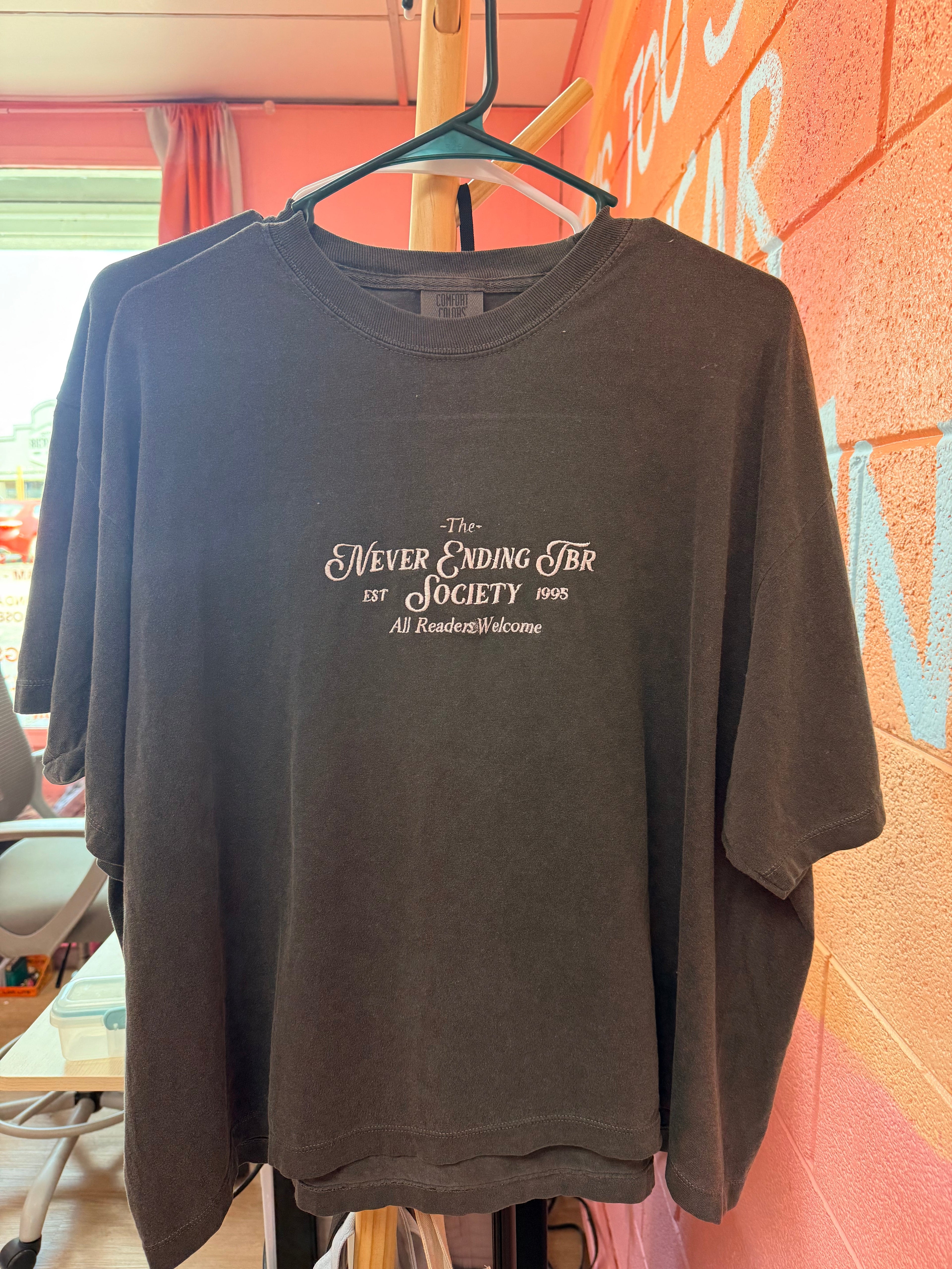 "Never Ending TBR" Embroidered Shirt