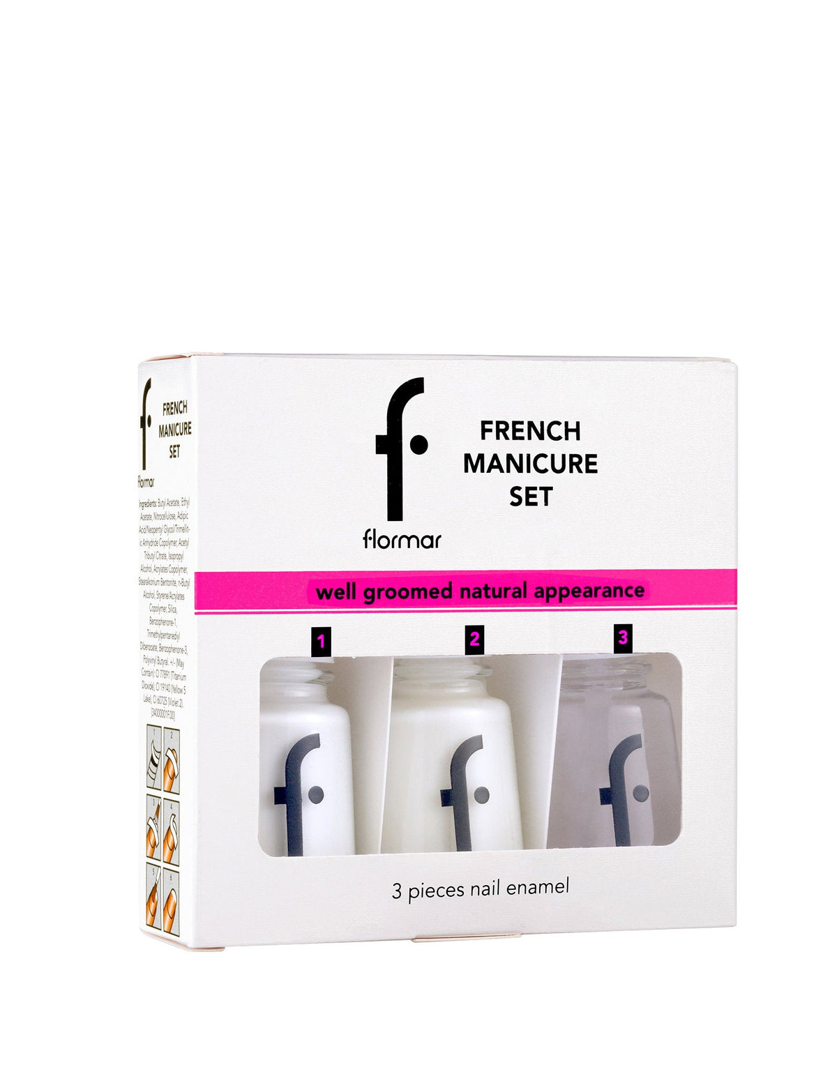 Flormar French Manicure Set Semi-Transparent Glossy Finish 3-Piece