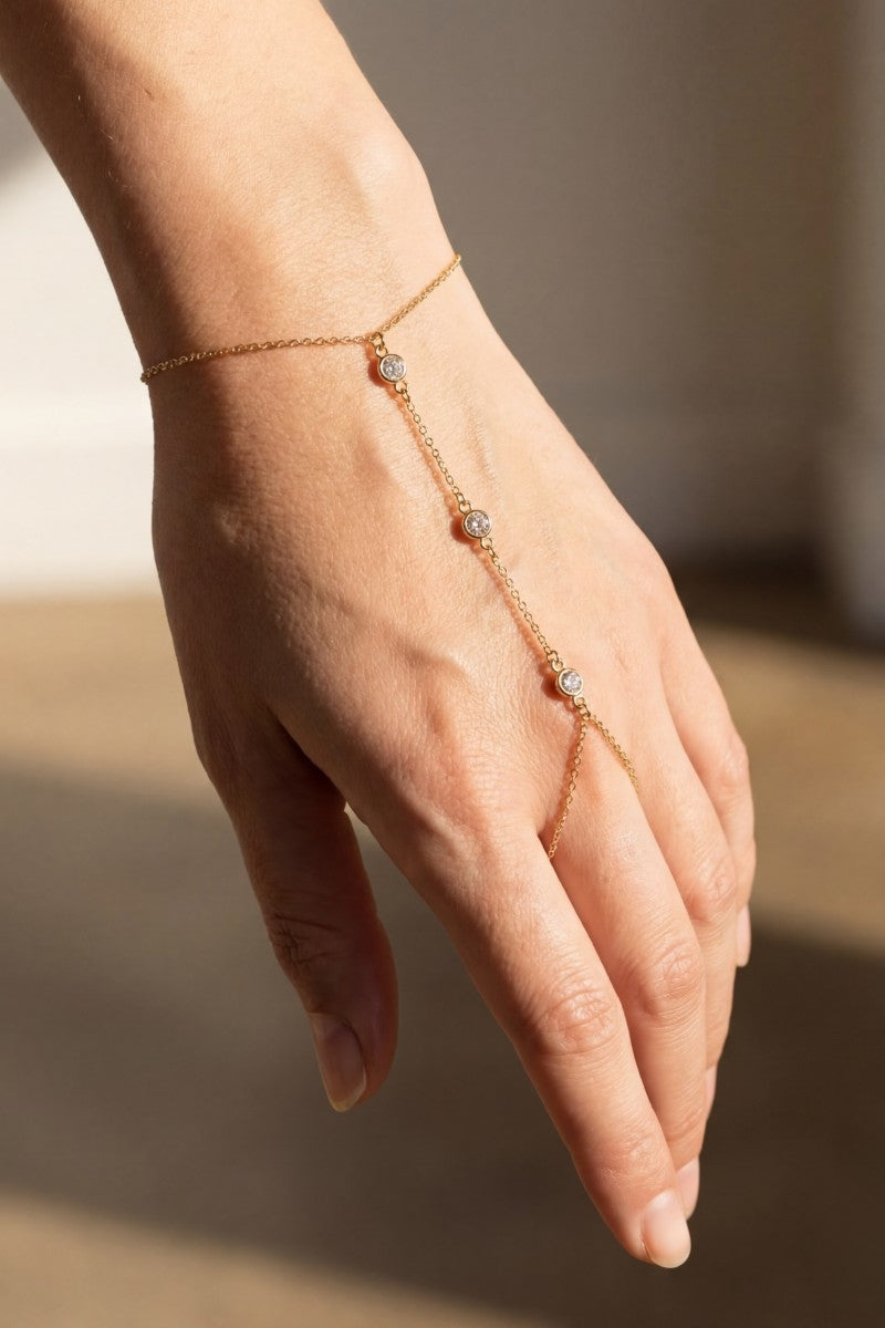 3 Cz Gems Intricate Hand Chain