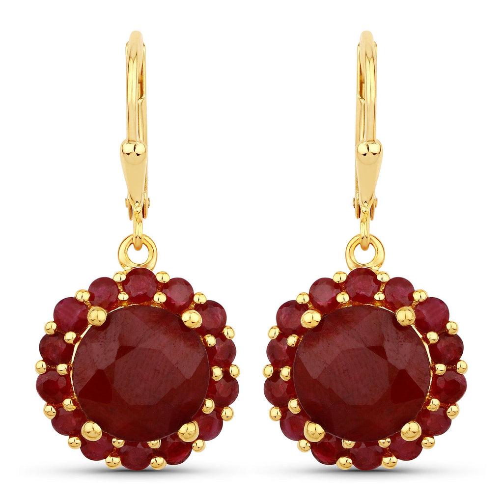 11.37 Carat Dyed Ruby and Ruby .925 Sterling Silver Earrings