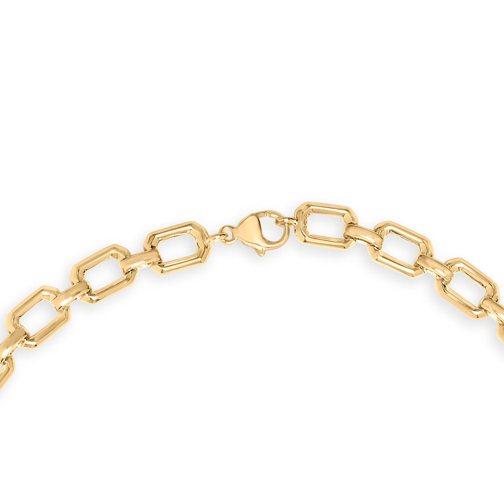 Gold Vermeil .925 Sterling Silver 1/4 Cttw Diamond Bold Octagonal Link Necklace