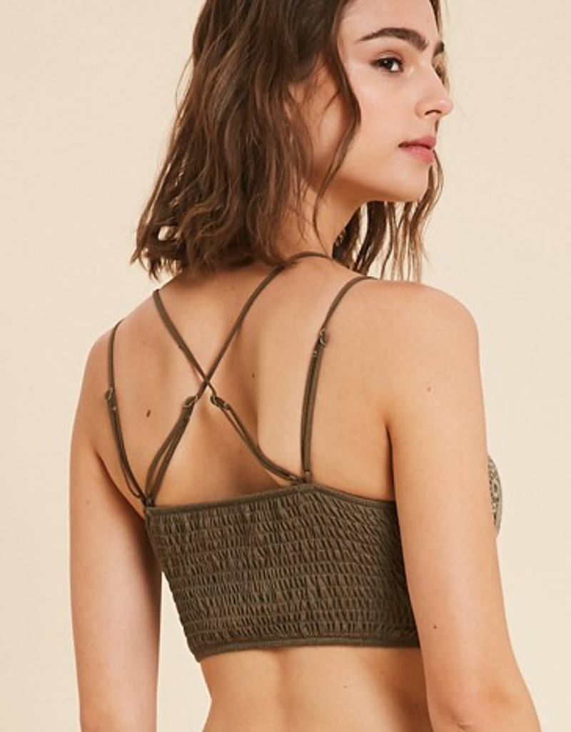 Doily Crochet Lace Bralette - Olive