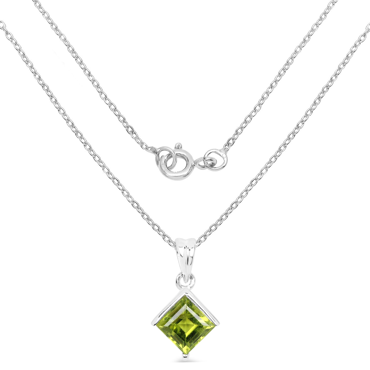 1.56 Carat Genuine Peridot .925 Sterling Silver Pendant