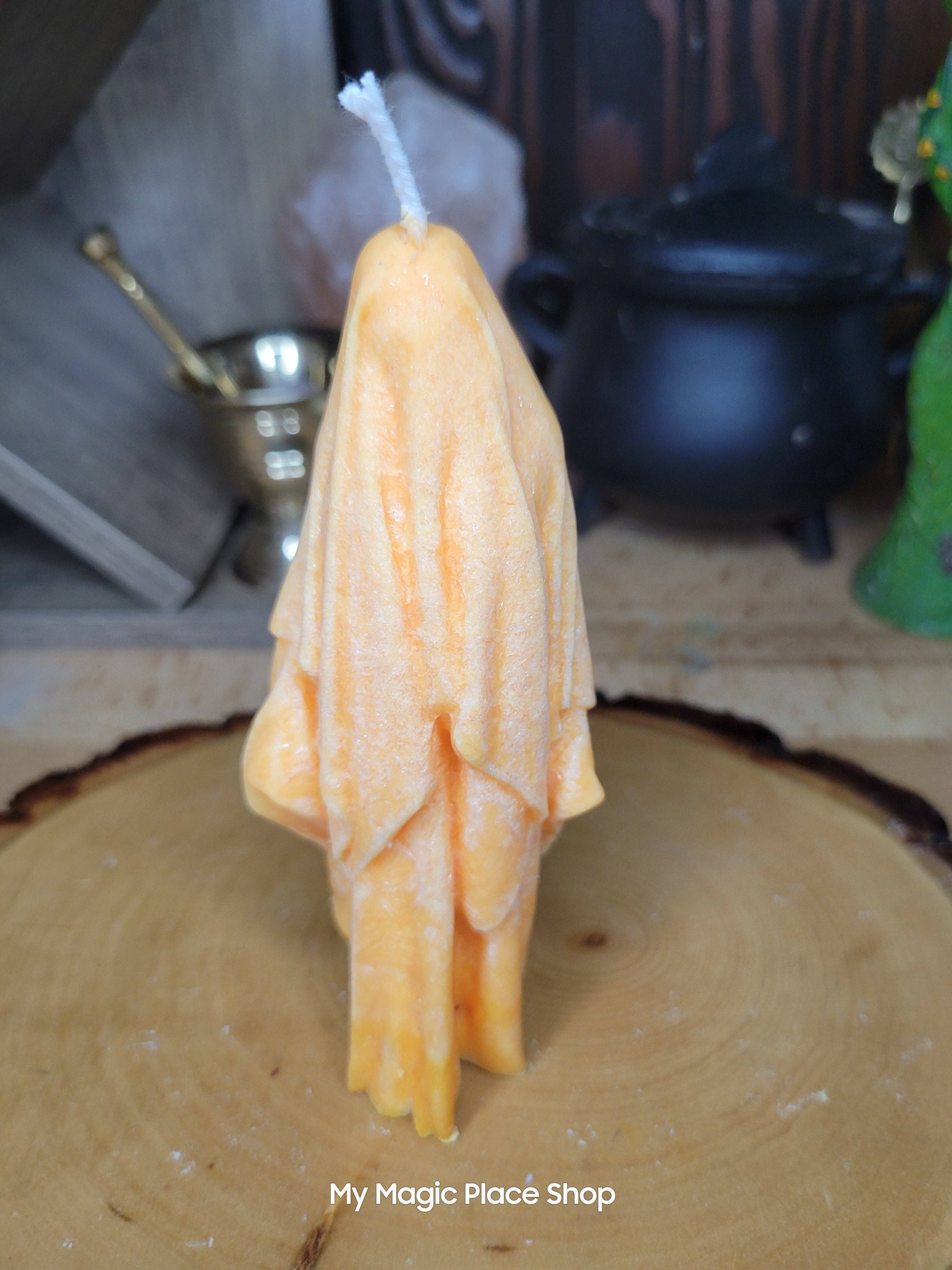 Ghost Handmade Candle , Palm wax Candle , Halloween Candle , white Ghost candle: Purple