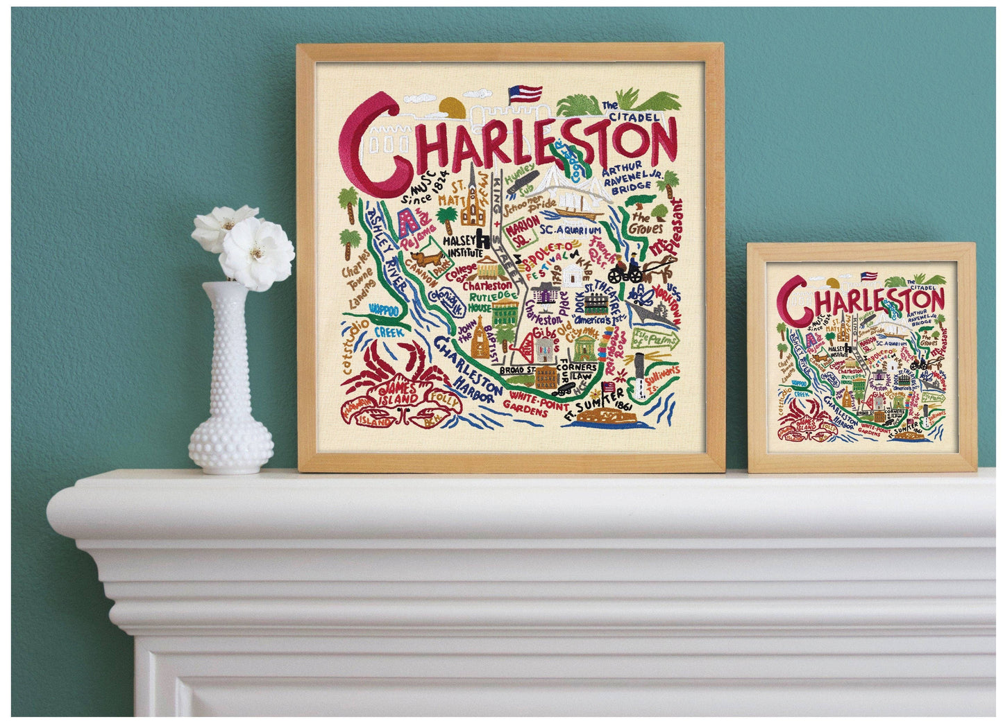 catstudio - Charleston Map Fine Art Print: 8"x8"