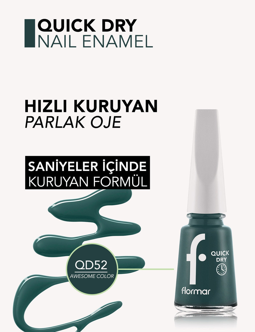 Flormar Quick Dry Nail Polish High Shine Finish 11ml