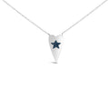 .925 Sterling Silver Blue Diamond Heart with Star Pendant Necklace