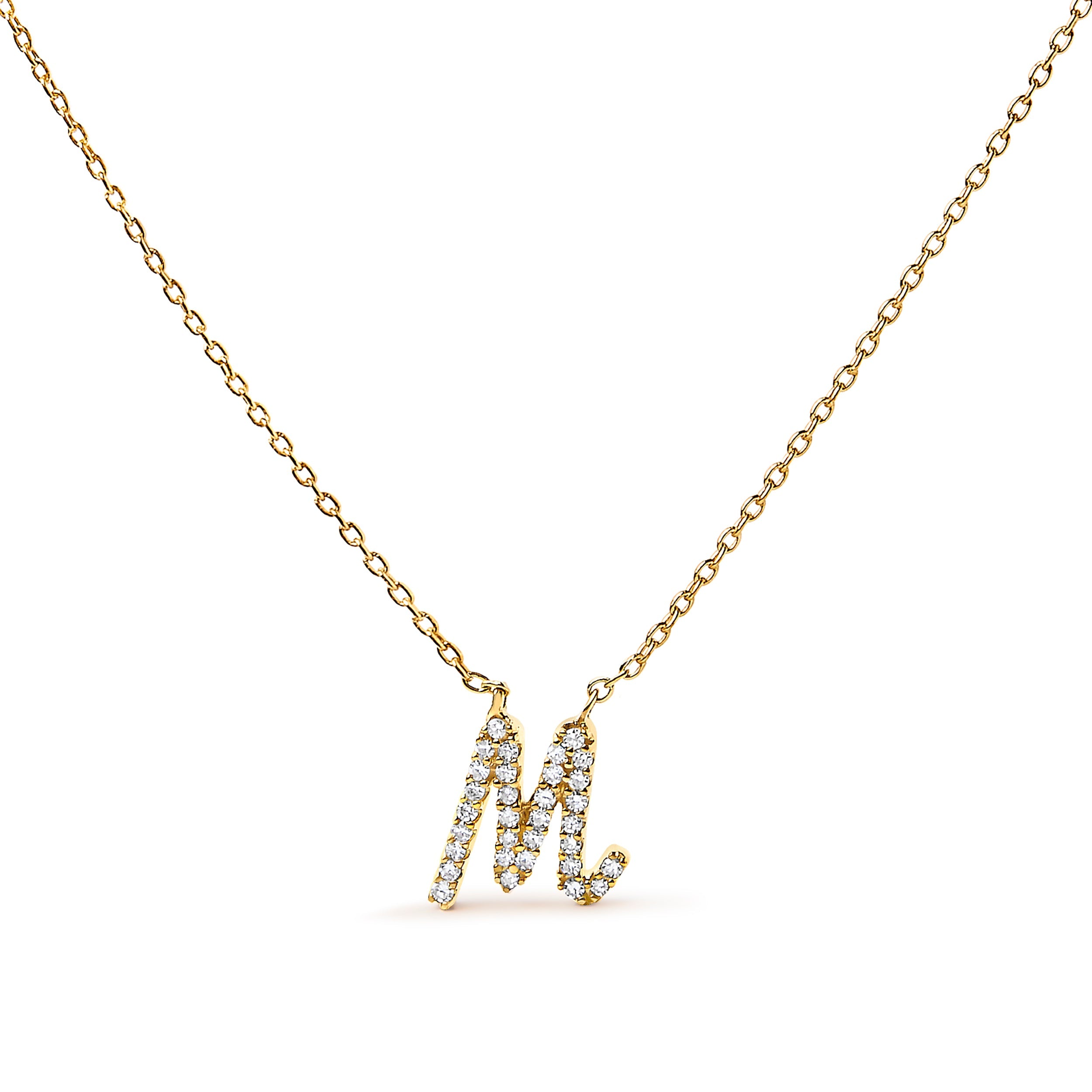 10K White Gold Diamond Accent "A" Initial Script Style Pendant Necklace