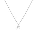 14K White Gold Diamond Accent "A" Initial Script Style Pendant Necklace