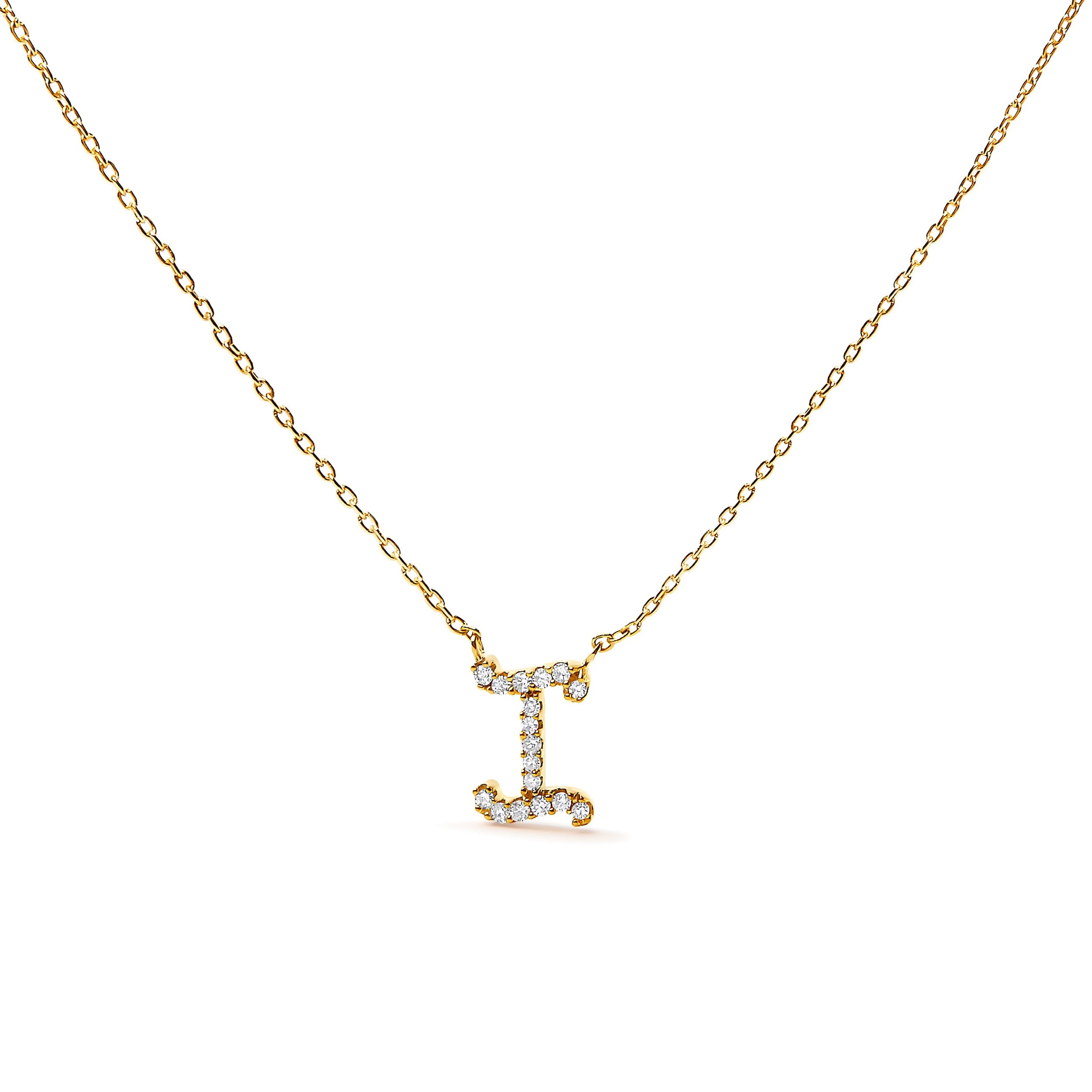 10K White Gold Diamond Accent "A" Initial Script Style Pendant Necklace
