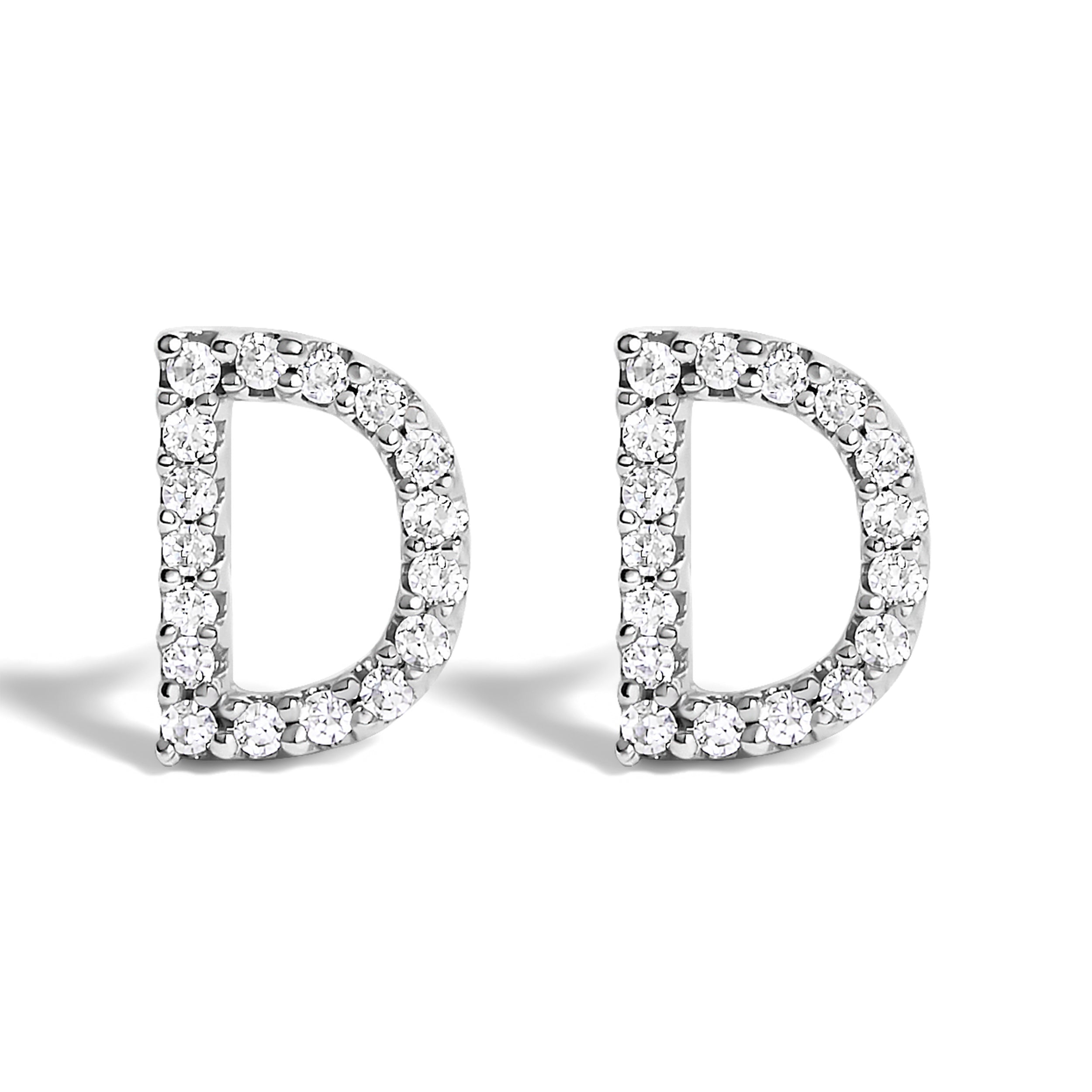 10K White Gold 1/10 Cttw Diamond Initial â€œAâ€ Stud Earring