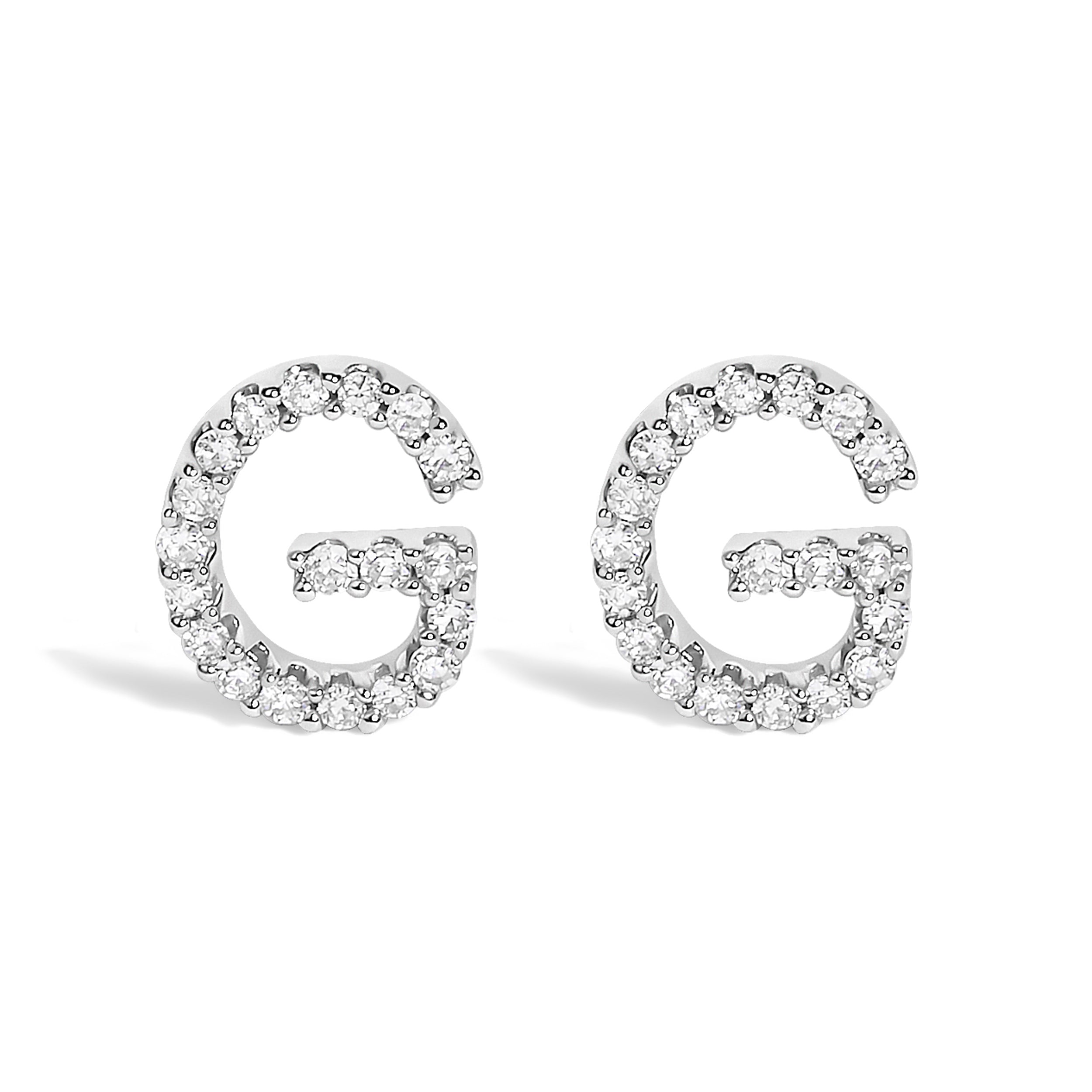 10K White Gold 1/10 Cttw Diamond Initial â€œAâ€ Stud Earring