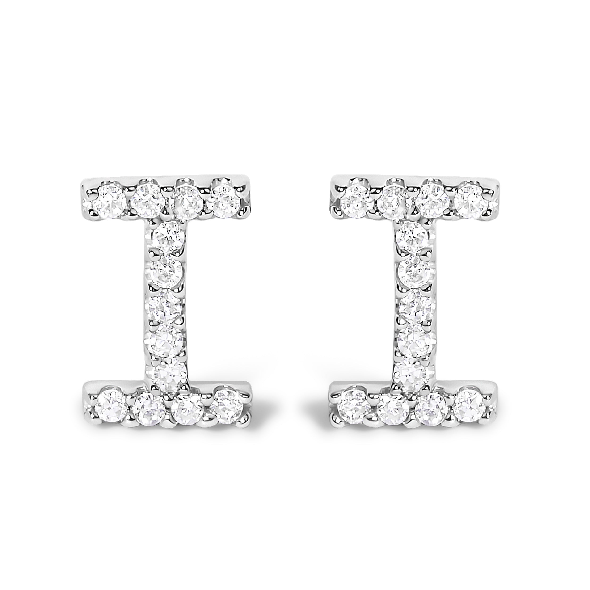10K White Gold 1/10 Cttw Diamond Initial â€œAâ€ Stud Earring