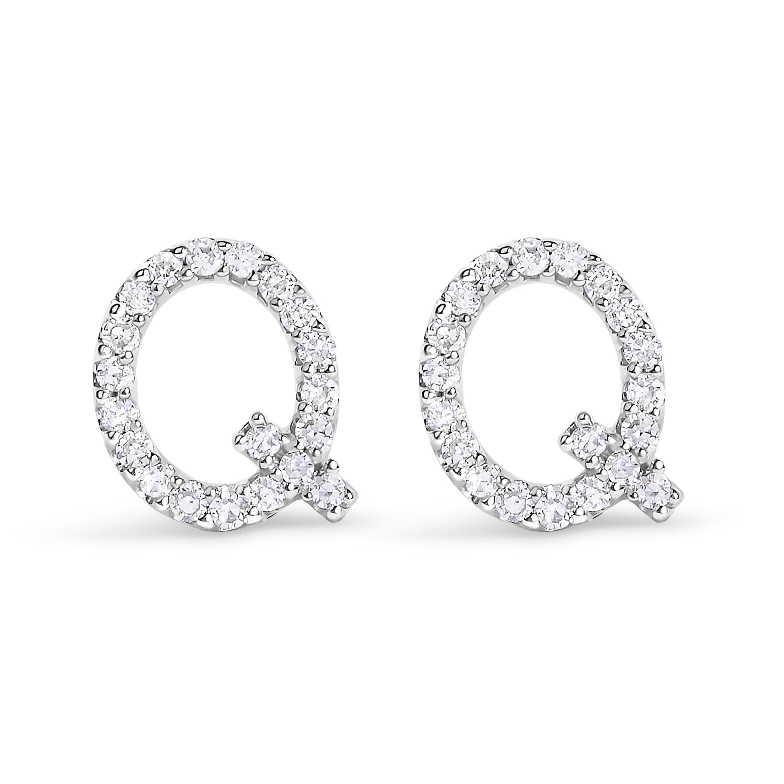 10K White Gold 1/10 Cttw Diamond Initial â€œAâ€ Stud Earring