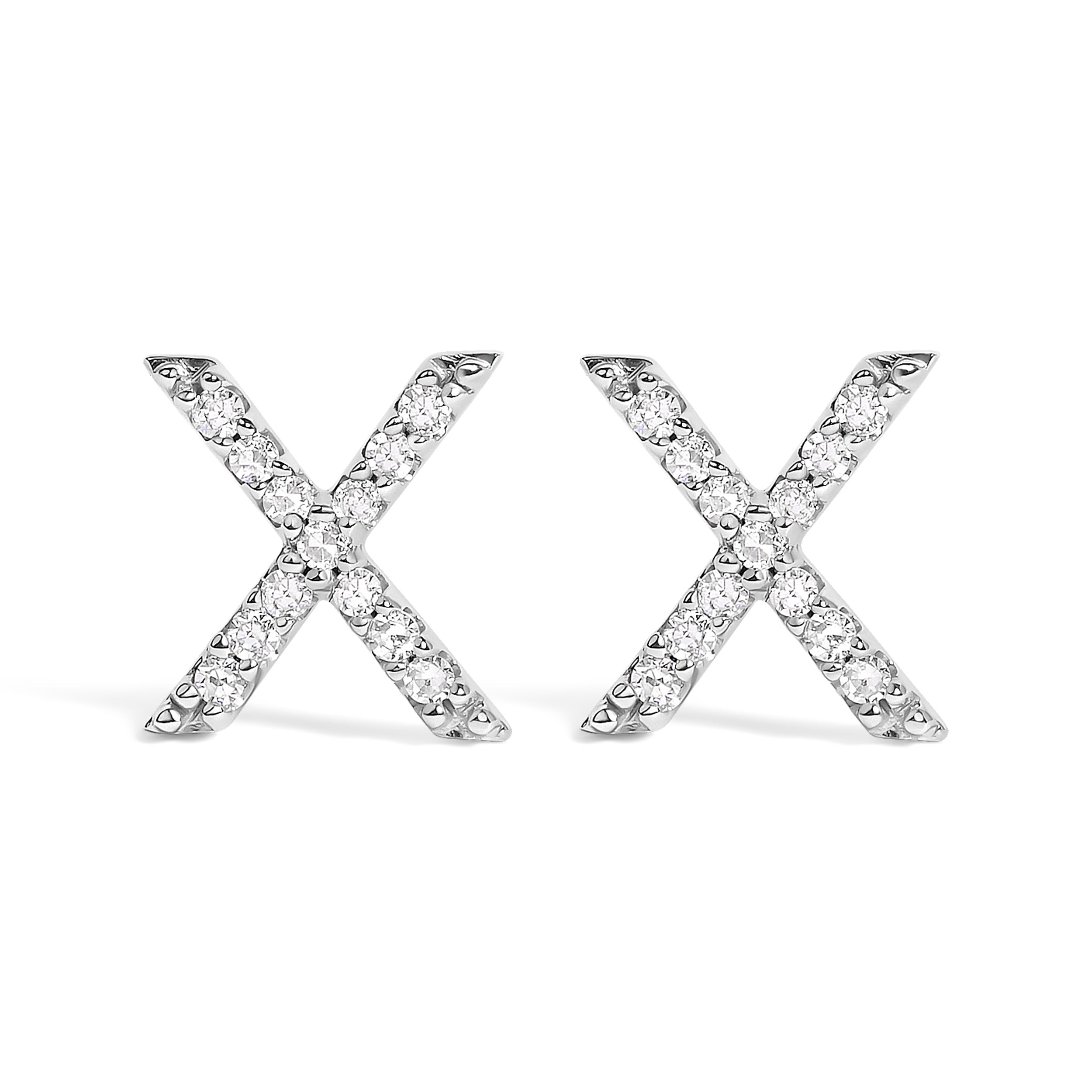 10K White Gold 1/10 Cttw Diamond Initial â€œAâ€ Stud Earring