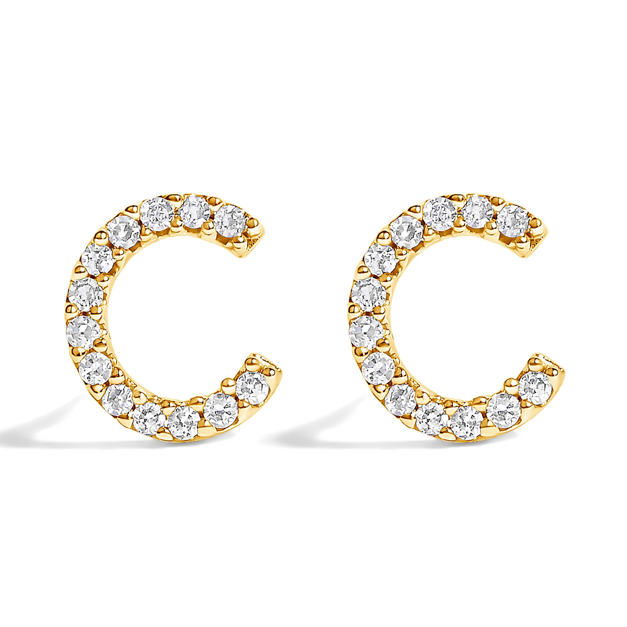 10K White Gold 1/10 Cttw Diamond Initial â€œAâ€ Stud Earring